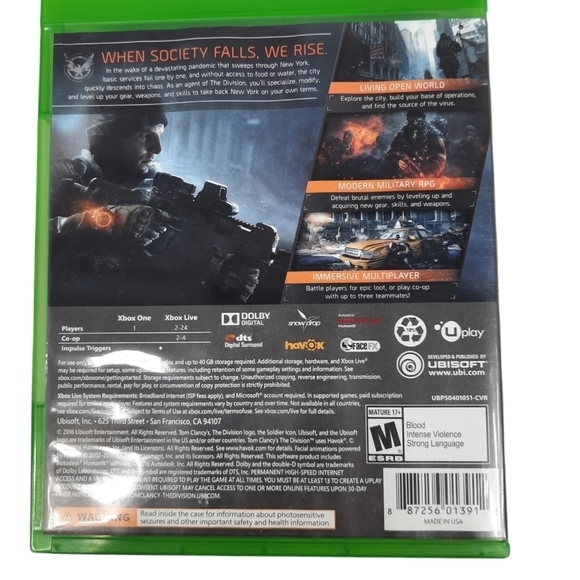 Xbox One Tom‎ Clancy's The Division Game with Hazmat Gear Set - Picture 2 of 4